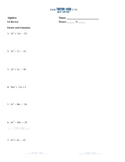 factoring trinomials worksheet answers with work