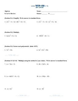 of and  polynomials factoring Polynomials algebra form  Factoring the worksheet  FOIL