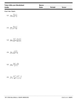 Limits at infinity worksheet