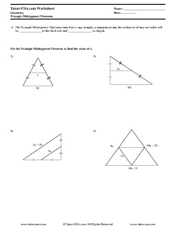 Worksheet: Triangle Midsegment Theorem  Geometry Printable