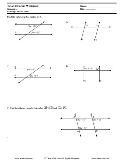 Worksheet Proving Lines Parallel Geometry Printable