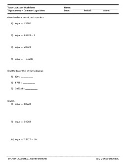 basic logarithm worksheet pdf