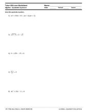 PDF: Algebra - equations, quadratic equations, quadratic formula