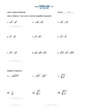 8th grade radicals worksheet