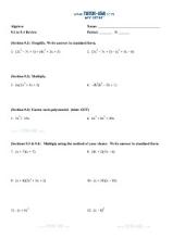 PDF: Algebra - factoring, FOIL