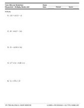 PDF: Algebra - polynomials, distributive property, synthetic division, factoring