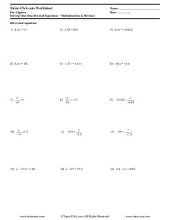 PDF: Pre-Algebra - equations, decimals