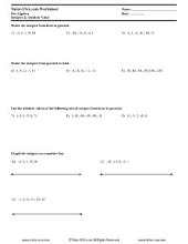 PDF: Pre-Algebra - absolute value, integers, number line, opposites
