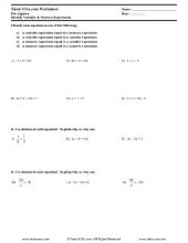 PDF: Pre-Algebra - variable expressions