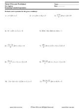 PDF: Pre-Algebra - evaluate