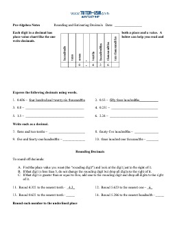 PDF: Algebra, Pre-Algebra - rounding