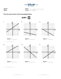 Worksheet: Slope - Linear Equations - Rise over Run | Algebra Printable