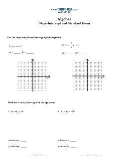 PDF: Algebra, Pre-Algebra - slope, standard form