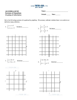 Worksheet: Systems of Equations - Solve using Graphing and Substitution