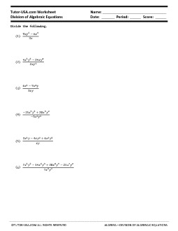 Worksheet: Dividing Polynomials  Long \u0026 Synthetic Division  Algebra Printable