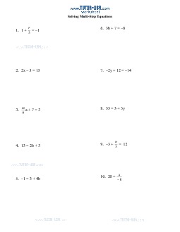 Two-step Equations With Fractions Worksheet