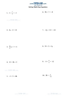 Worksheet: Equations - Solve Multi-Step Equations with Fractions | Algebra  Printable