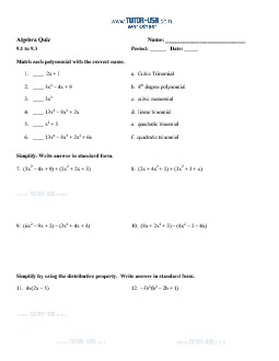 PDF: Algebra - factor, factoring, polynomials, FOIL, distributive property