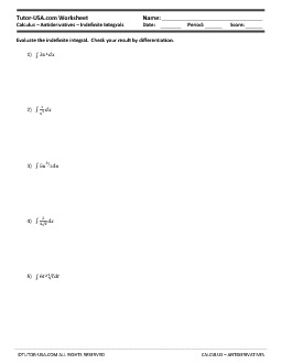 Worksheet: Basic Integration - Antiderivatives and ...