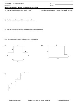 PDF: Geometry - perimeter, area, circles, circumference