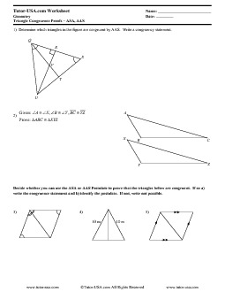 Worksheet: Triangle Congruence Proofs  AAS  ASA Postulates  Geometry Printable