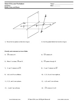 Worksheet: Points, Lines, and Planes - Collinear and Coplanar