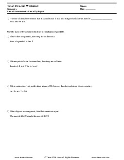 Worksheet: Deductive Reasoning - Law of Detachment - Law of Syllogism