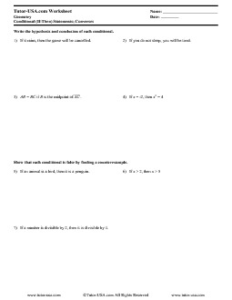 Worksheet: Conditional Statements, Converses, Counterexamples, Truth