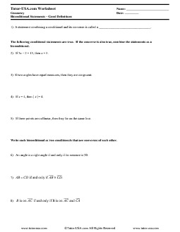 Worksheet: Biconditional Statements and Good Definitions | Geometry