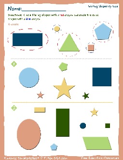 worksheet kindergarten big and small sort shapes by size kindergarten printable