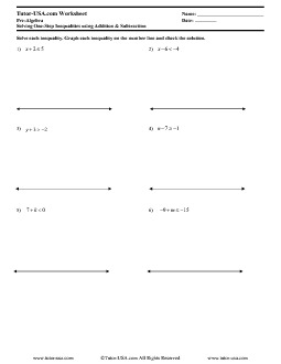 Worksheet Solve Inequalities Using Addition Subtraction Pre