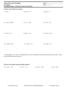 PDF: Pre-Algebra - estimating, rounding