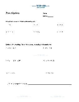 PDF: Pre-Algebra - rounding, estimating, mean, median, mode