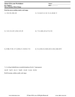 PDF: Pre-Algebra - mean, median, mode, central tendency