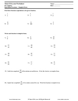 PDF: Pre-Algebra - fractions, equivalent fractions