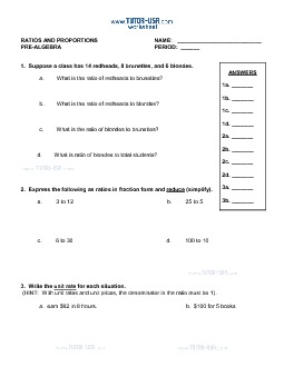 worksheet ratios unit rates and proportions pre algebra printable