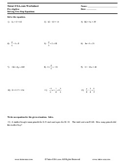 PDF: Pre-Algebra - equations